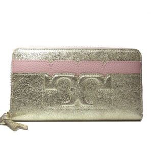 Tory Burch Metallic Gold Pink Full Zip Wallet